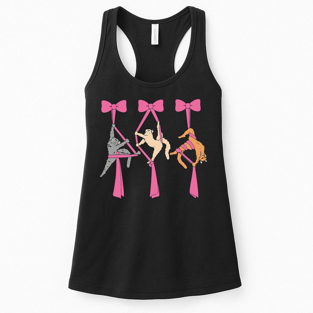 Bow Aerial Silks Cat Aerial Aerialist Yoga Hammock Cat Mom Womens Tank Top