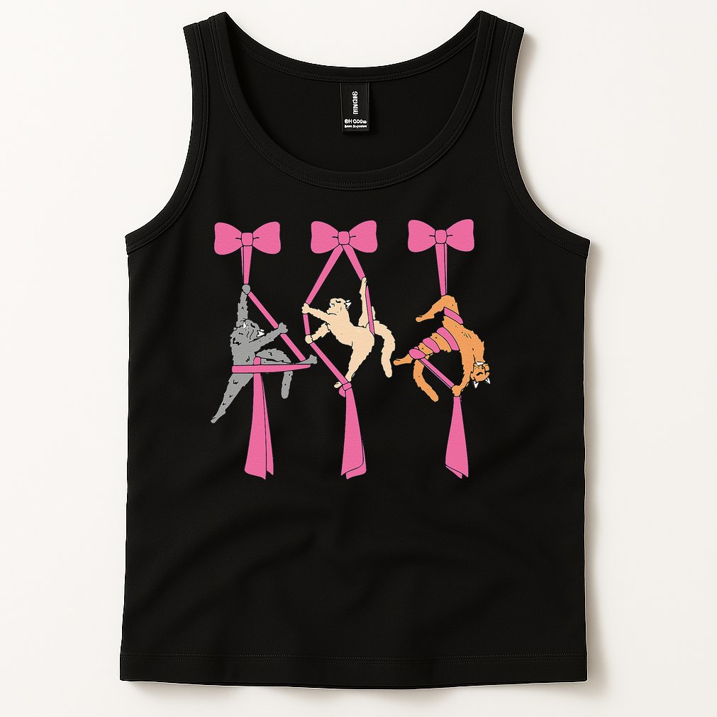 Bow Aerial Silks Cat Aerial Aerialist Yoga Hammock Cat Mom Tank Top