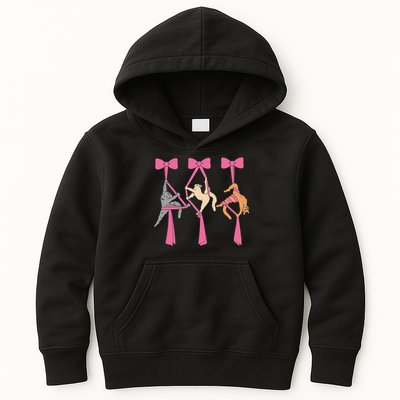Bow Aerial Silks Cat Aerial Aerialist Yoga Hammock Cat Mom Kids Hoodie