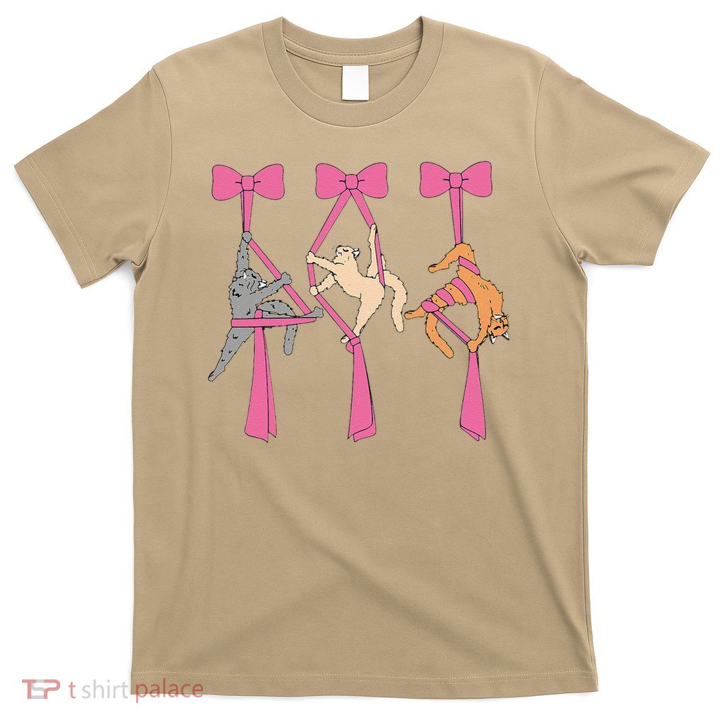 Bow Aerial Silks Cat Aerial Aerialist Yoga Hammock Cat Mom T-Shirt