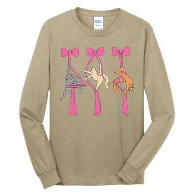 Bow Aerial Silks Cat Aerial Aerialist Yoga Hammock Cat Mom Tall Long Sleeve T-Shirt
