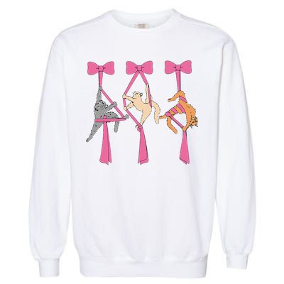 Bow Aerial Silks Cat Aerial Aerialist Yoga Hammock Cat Mom Garment-Dyed Sweatshirt