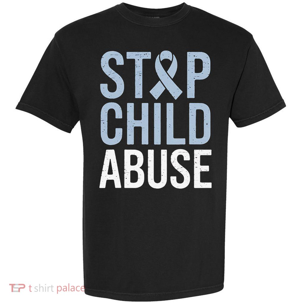 Blue April Stop Child Abuse Ribbon Child Abuse Awareness Garment-Dyed Heavyweight T-Shirt