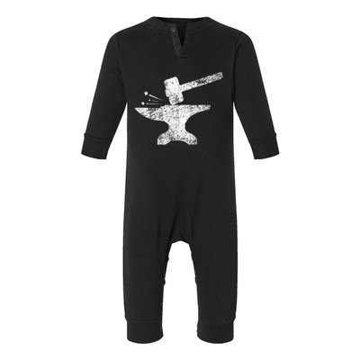 Blacksmith Anvil Striking Distressed Vintage Infant Fleece One Piece