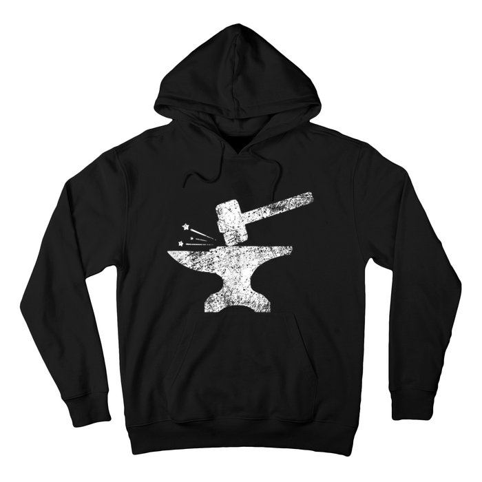 Blacksmith Anvil Striking Distressed Vintage Hoodie