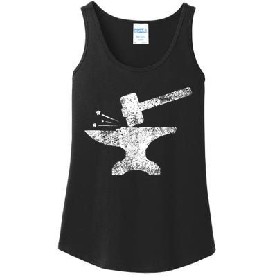 Blacksmith Anvil Striking Distressed Vintage Ladies Essential Tank