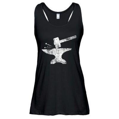 Blacksmith Anvil Striking Distressed Vintage Ladies Essential Flowy Tank