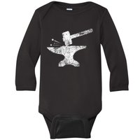 Blacksmith Anvil Striking Distressed Vintage Baby Long Sleeve Bodysuit