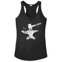 Blacksmith Anvil Striking Distressed Vintage Ladies PosiCharge Competitor Racerback Tank