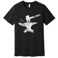 Blacksmith Anvil Striking Distressed Vintage Premium T-Shirt