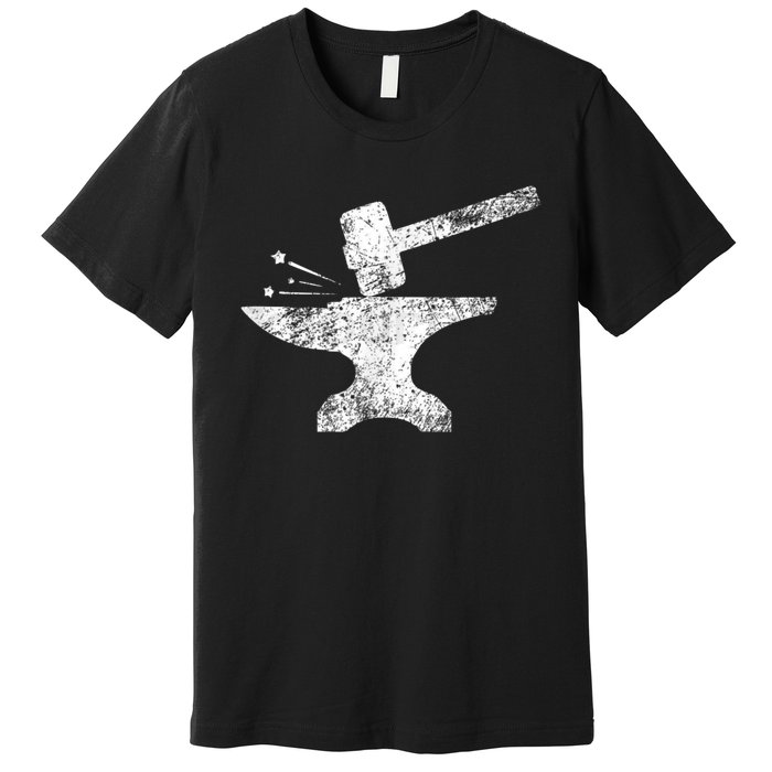 Blacksmith Anvil Striking Distressed Vintage Premium T-Shirt