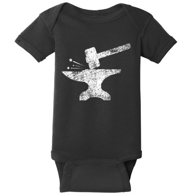 Blacksmith Anvil Striking Distressed Vintage Baby Bodysuit