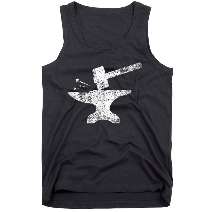 Blacksmith Anvil Striking Distressed Vintage Tank Top