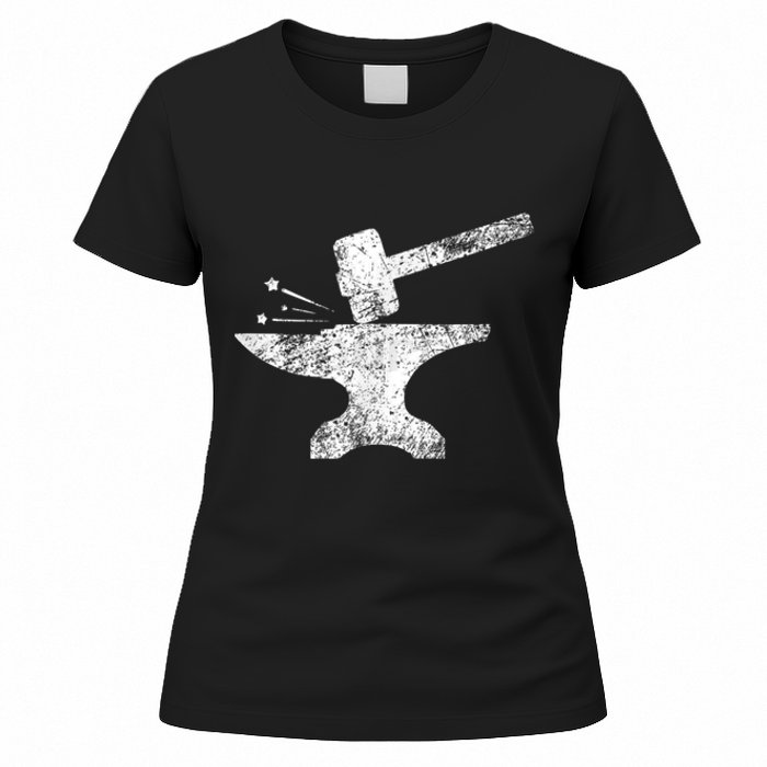 Blacksmith Anvil Striking Distressed Vintage Women's T-Shirt