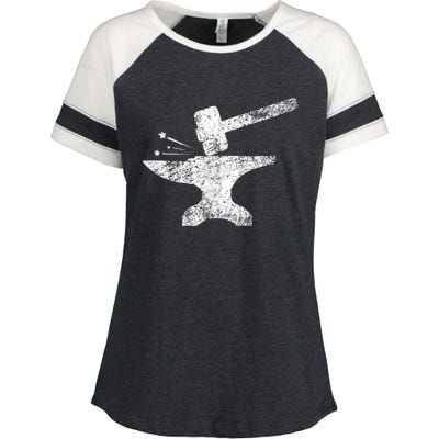 Blacksmith Anvil Striking Distressed Vintage Enza Ladies Jersey Colorblock Tee