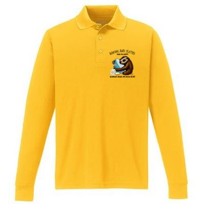 Baking And Sloths Make Me Happy Hu Make My Head Hurt Gift Performance Long Sleeve Polo