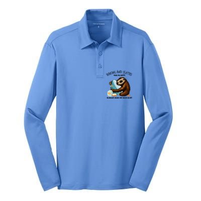 Baking And Sloths Make Me Happy Hu Make My Head Hurt Gift Silk Touch Performance Long Sleeve Polo