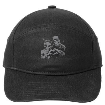 Bigfoot & Alien Sasquatch Love Hand Sign  7-Panel Snapback Hat
