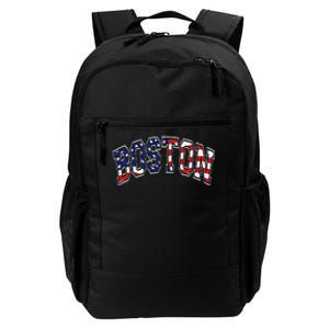 Boston Arched Style Text American Flag Pattern Daily Commute Backpack