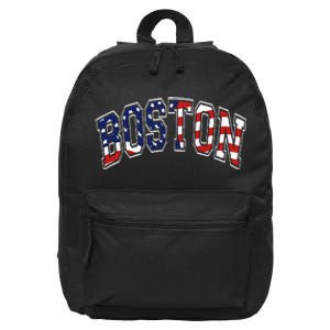 Boston Arched Style Text American Flag Pattern 16 in Basic Backpack