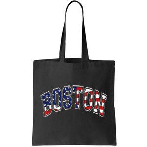 Boston Arched Style Text American Flag Pattern Tote Bag