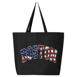 Boston Arched Style Text American Flag Pattern 25L Jumbo Tote