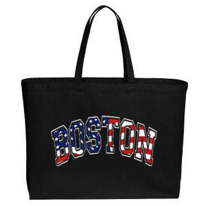 Boston Arched Style Text American Flag Pattern Cotton Canvas Jumbo Tote