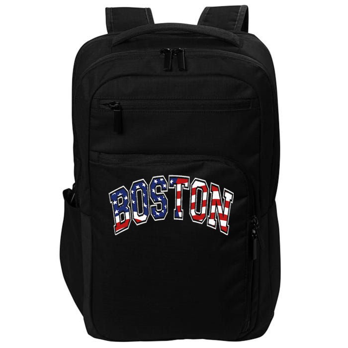 Boston Arched Style Text American Flag Pattern Impact Tech Backpack