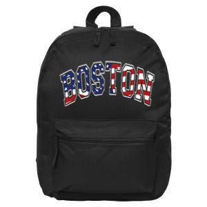 Boston Arched Style Text American Flag Pattern 16 in Basic Backpack