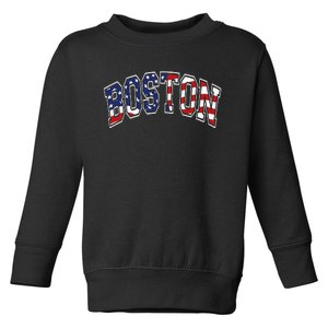 Boston Arched Style Text American Flag Pattern Toddler Sweatshirt