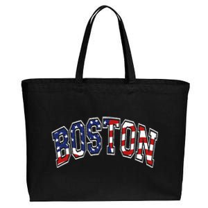 Boston Arched Style Text American Flag Pattern Cotton Canvas Jumbo Tote