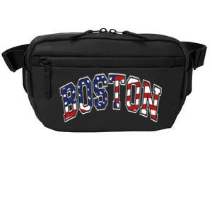 Boston Arched Style Text American Flag Pattern Crossbody Pack