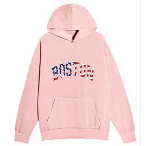 Boston Arched Style Text American Flag Pattern Urban Pullover Hoodie