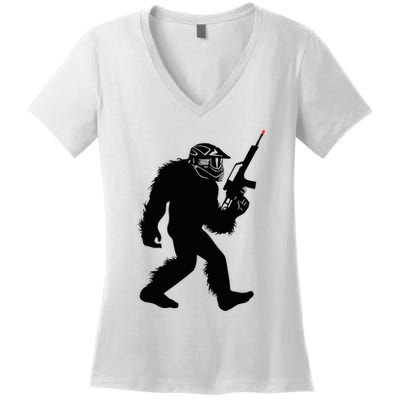 Bigfoot Airsoft Sasquatch Airsofting Apparel Women's V-Neck T-Shirt
