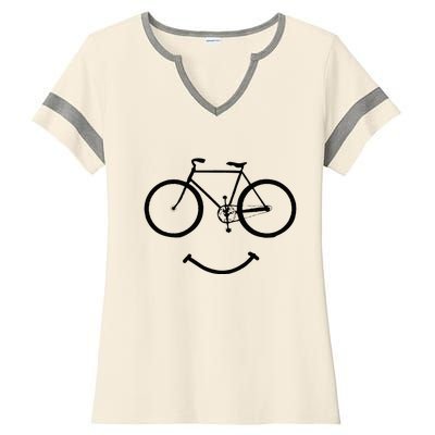 Bicycle And Smile Bicycling Black Ladies Halftime Notch Neck Tee