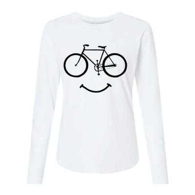 Bicycle And Smile Bicycling Black Womens Cotton Relaxed Long Sleeve T-Shirt