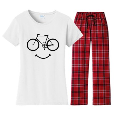 Bicycle And Smile Bicycling Black Women's Flannel Pajama Set