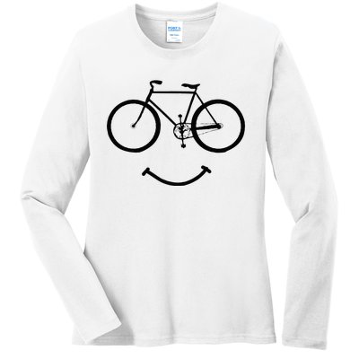 Bicycle And Smile Bicycling Black Ladies Long Sleeve Shirt