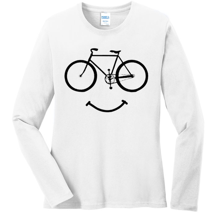 Bicycle And Smile Bicycling Black Ladies Long Sleeve Shirt