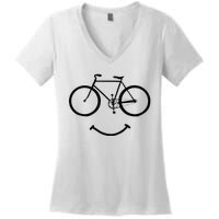 Bicycle And Smile Bicycling Black Women's V-Neck T-Shirt