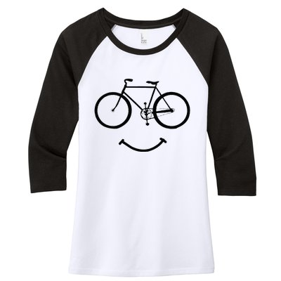 Bicycle And Smile Bicycling Black Women's Tri-Blend 3/4-Sleeve Raglan Shirt