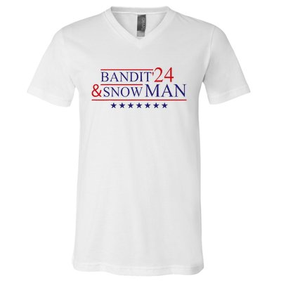 Bandit And Snowman 2024 Election V-Neck T-Shirt