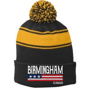 Birmingham Alabama Souvenir Gift Stripe Pom Pom Beanie