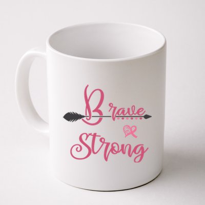 Brave And Strong Breast Cancer Survivor Pink Ribbon Gift Coffee Mug