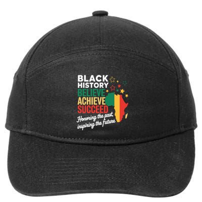 Believe Achieve Succeed Black History Month Melanin African 7-Panel Snapback Hat