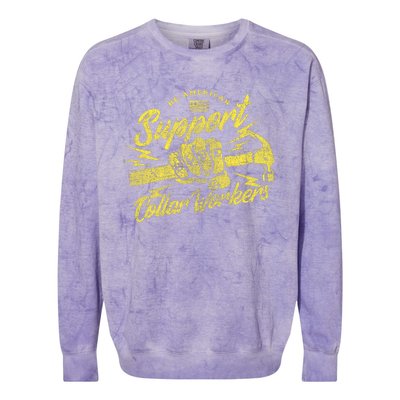 Be American Support Blue Collar Workers Colorblast Crewneck Sweatshirt