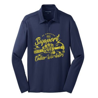 Be American Support Blue Collar Workers Silk Touch Performance Long Sleeve Polo