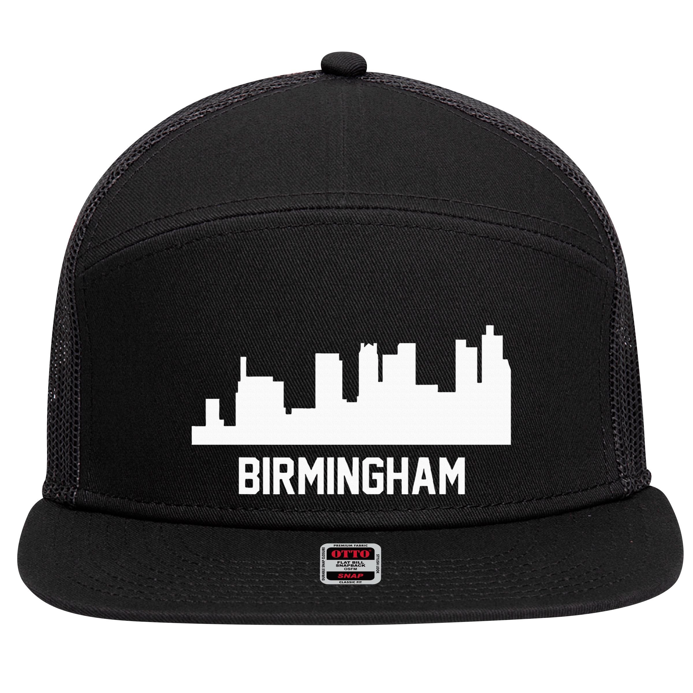 Birmingham Alabama Skyline Cityscape 7 Panel Mesh Trucker Snapback Hat