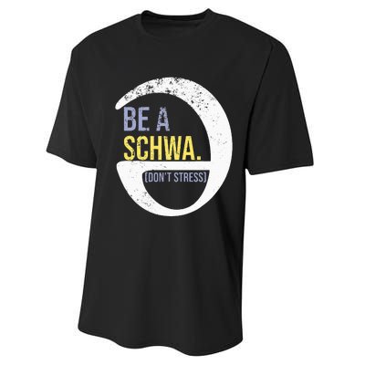 Be A Schwa DonT Stress Funny Phonics Speech Specialist Gift Performance Sprint T-Shirt