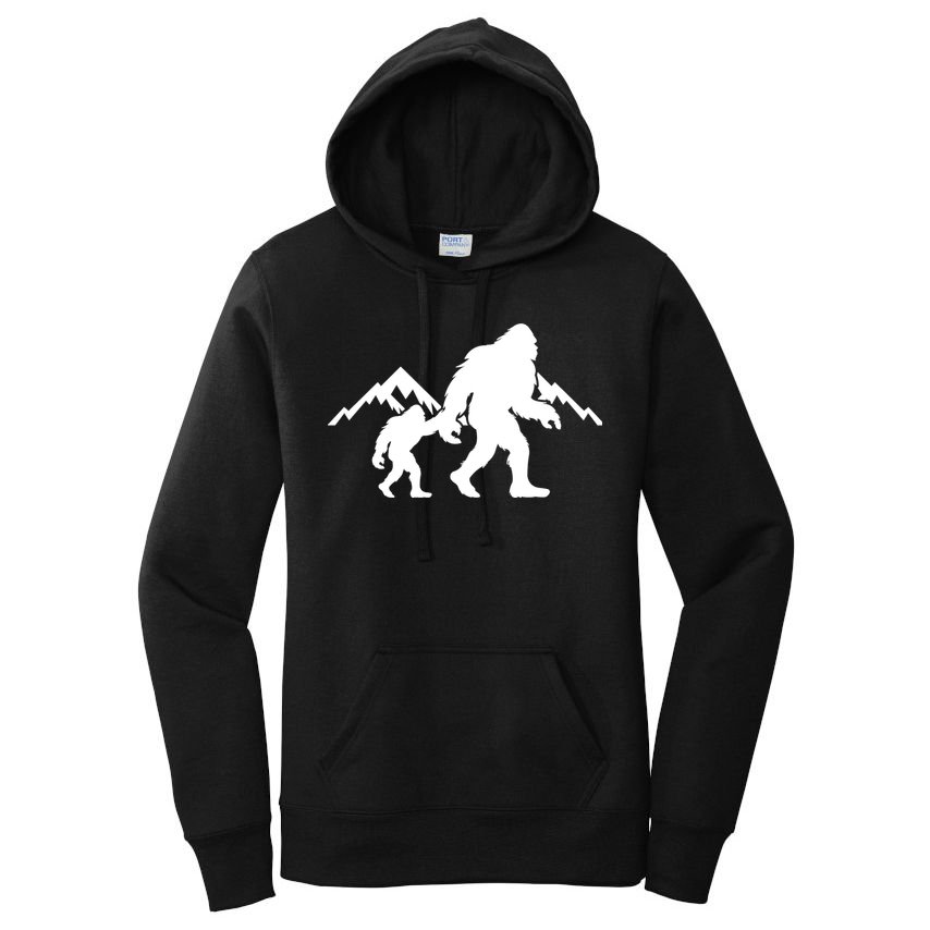 Bigfoot And Son Wild Outdoor Gift For Fathers Day Women's Pullover Hoodie